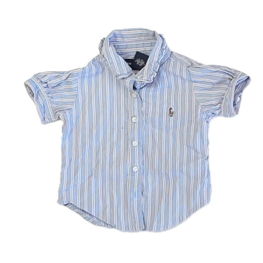 Ralph Lauren Girls Blue Stripe Blouse Size: 2T Blue Stripe