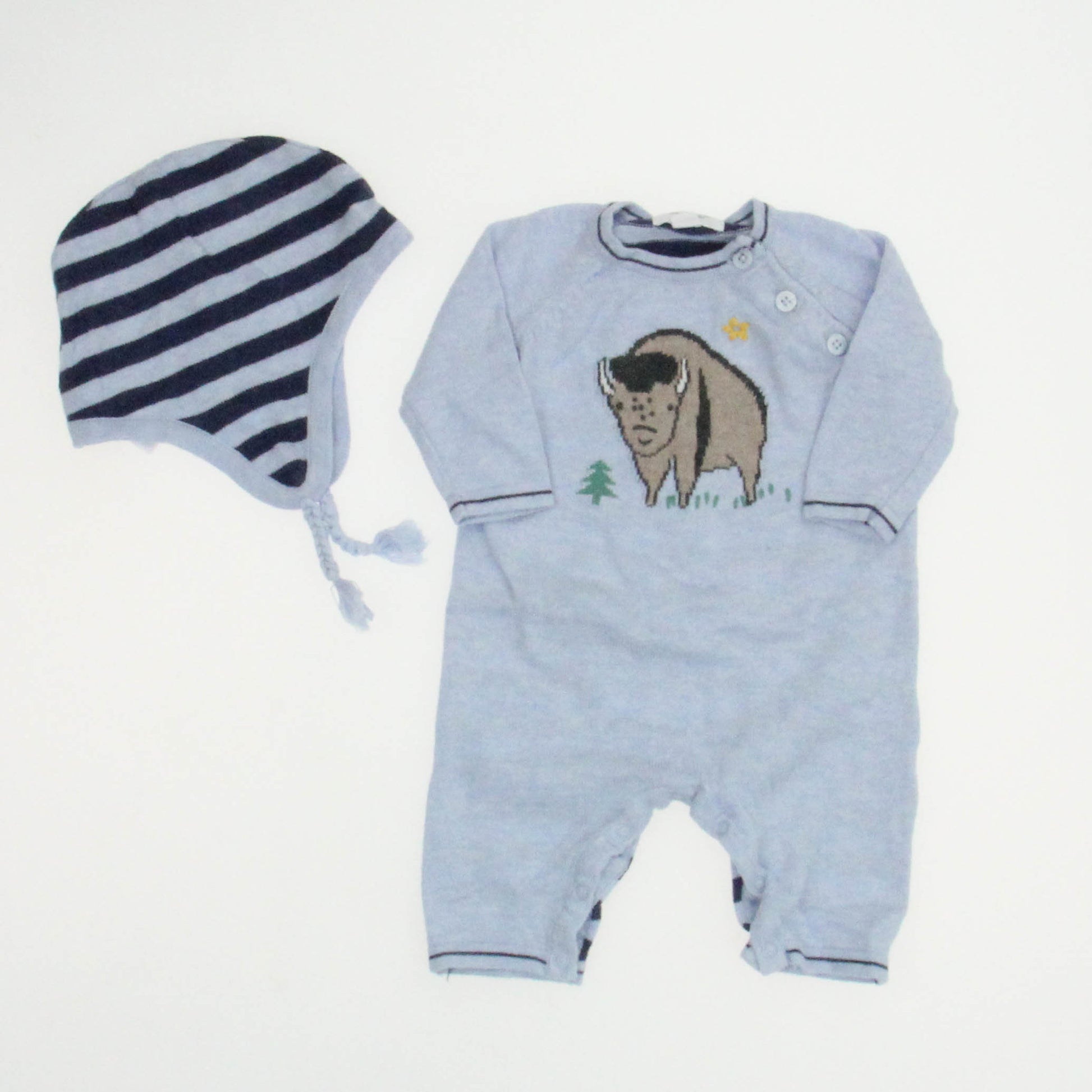 Angel Dear Boys Blue Stripe Long Sleeve Outfit Size: 0-3 Months Blue Stripe