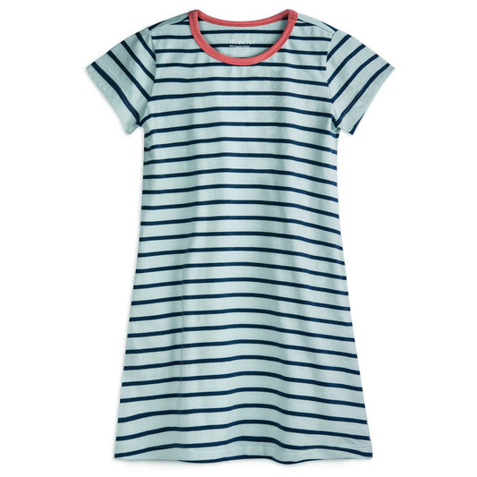 Mightly Girls Blue Stripe Dress Size: 2-5T Blue Stripe