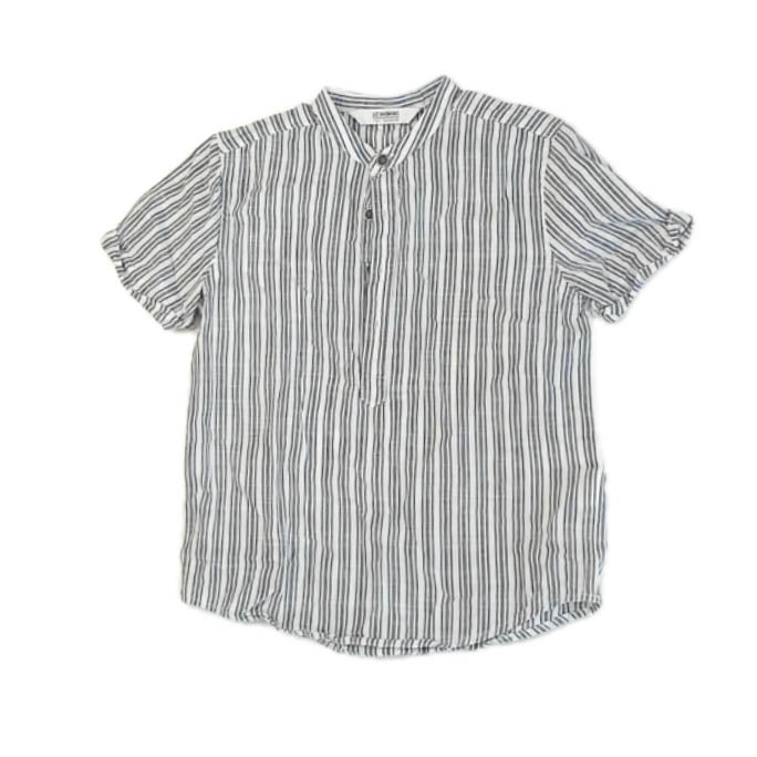 LC Waiki Boys Blue Stripe Button Down Short Sleeve Size: 7-8 Years Blue Stripe