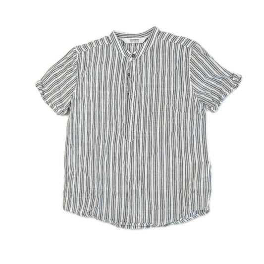 LC Waiki Boys Blue Stripe Button Down Short Sleeve Size: 7-8 Years Blue Stripe