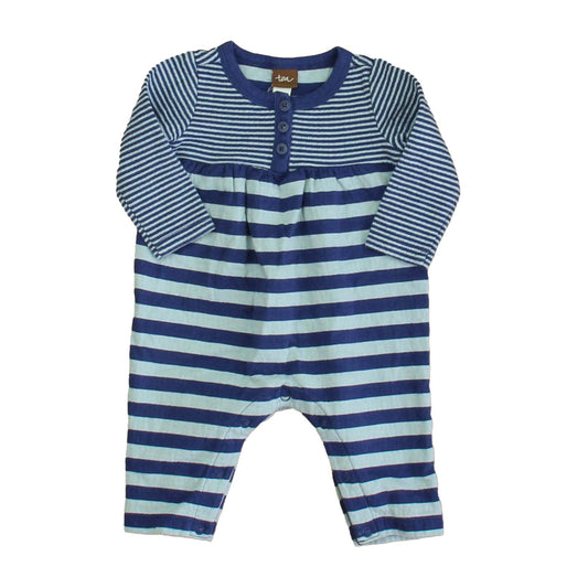 Tea Girls Blue Stripe Long Sleeve Outfit Size: 0-3 Months