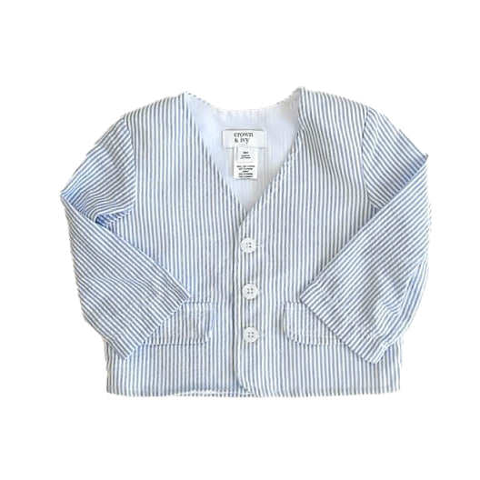 Crown & Ivy Boys Blue Stripe Jacket Size: 18 Months Blue Stripe