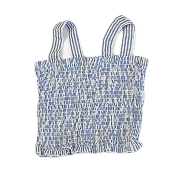 Crewcuts Girls Blue Stripe Tank Top Size: 7 Years Blue Stripe