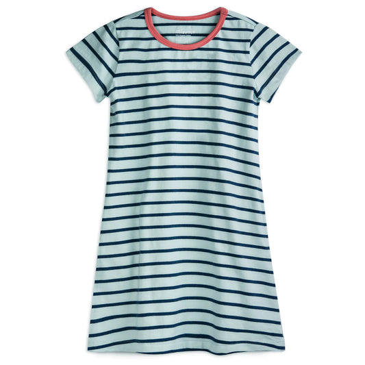 Mightly Girls Blue Stripe Dress Size: 2-5T Blue Stripe