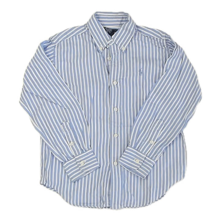 Ralph Lauren Boys Blue Stripe Button Down Long Sleeve Size: 5T Blue Stripe