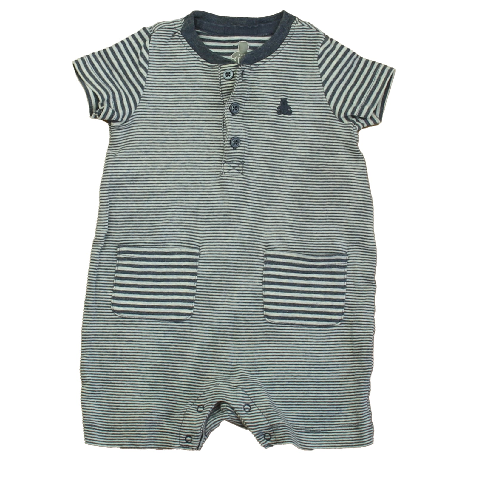 Gap Boys Blue Stripe Romper Size: 6-12 Months Blue Stripe