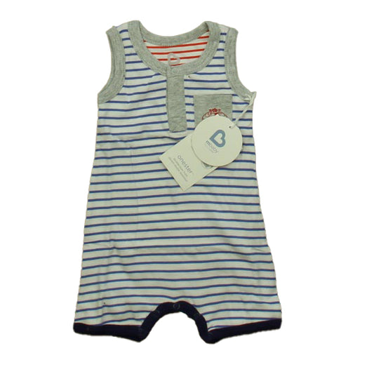 Mbaby Boys Blue Stripe Romper Size: 1 Months