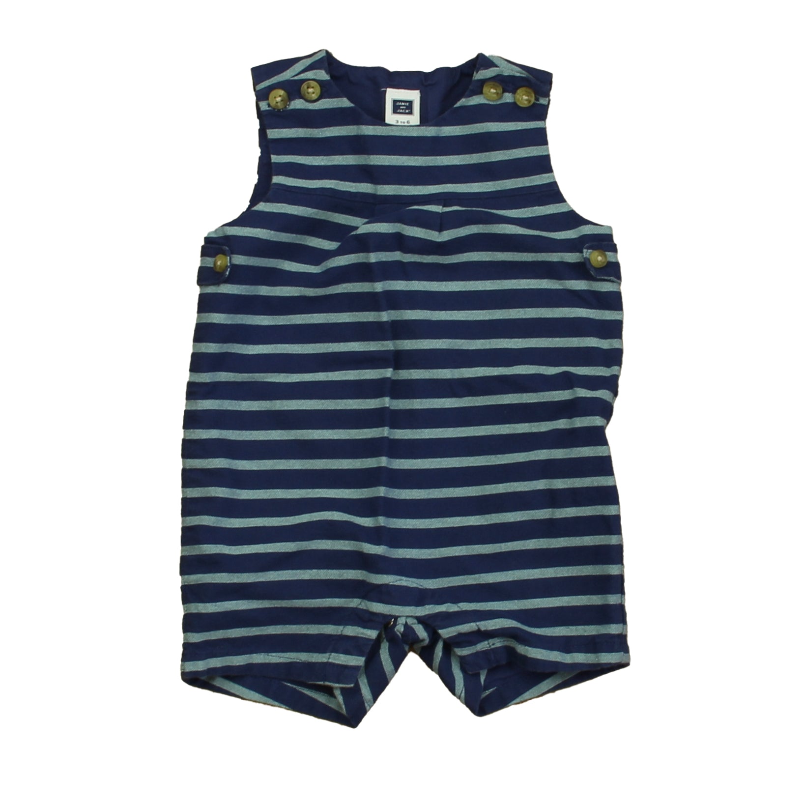 Janie and Jack Boys Blue Stripe Romper Size: 3-6 Months Blue Stripe
