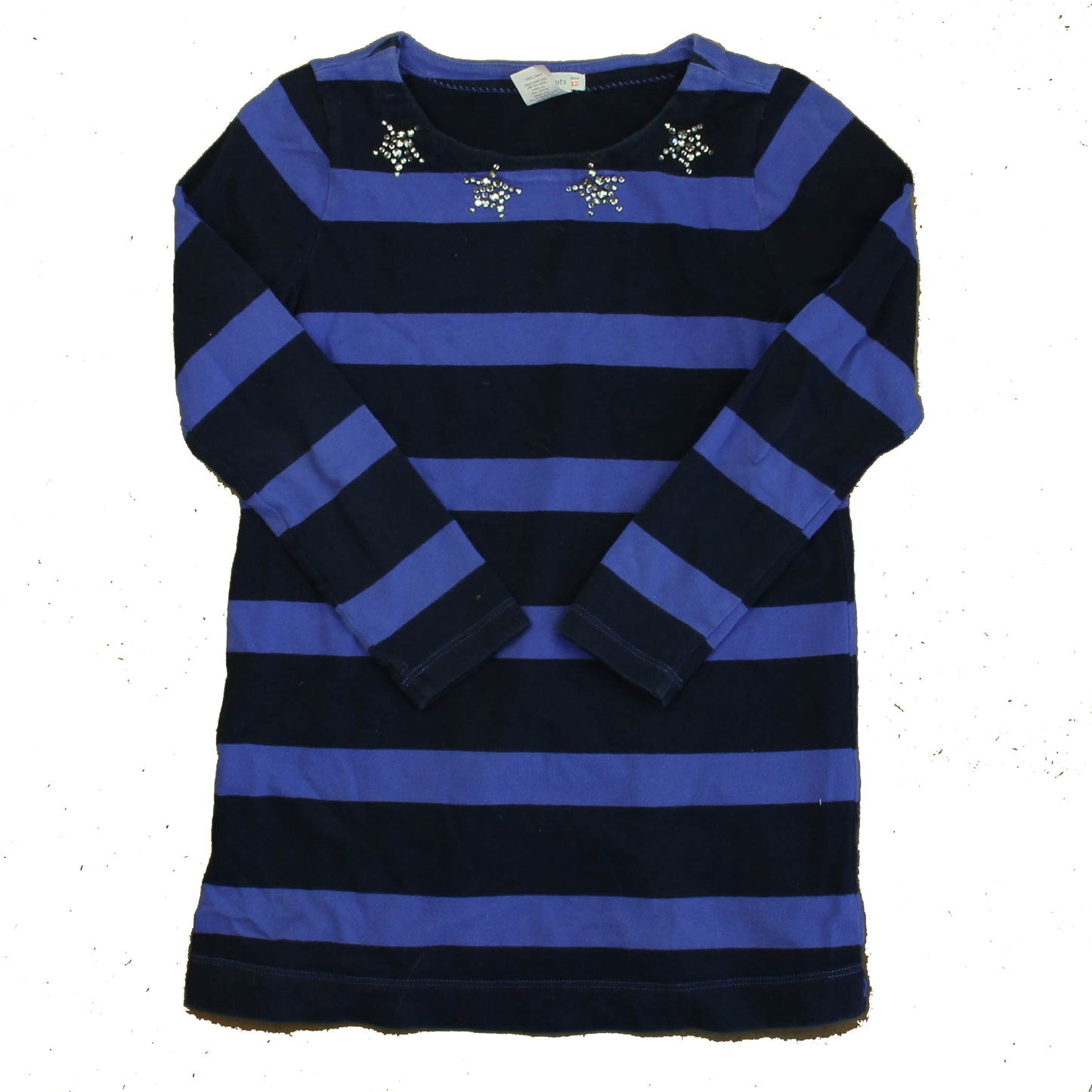 Crewcuts Girls Blue Stripe Dress Size: 12 Years