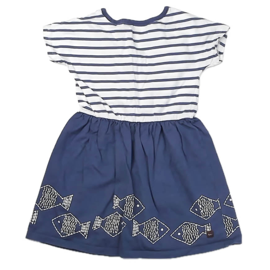 Tea Collection Girls Blue Stripe Dress Size: 5T Blue Stripe