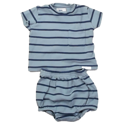 Little Paper Boat Boys Blue Stripe Apparel Sets Size: 6-12 Months Blue Stripe