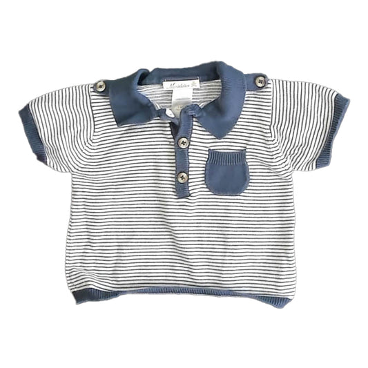 Miniclasix Boys Blue Stripe Polo Shirt Size: 9 Months Blue Stripe