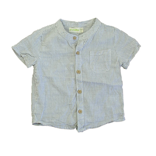 aimama Boys Blue Stripe Button Down Short Sleeve Size: 12-18 Months Blue Stripe