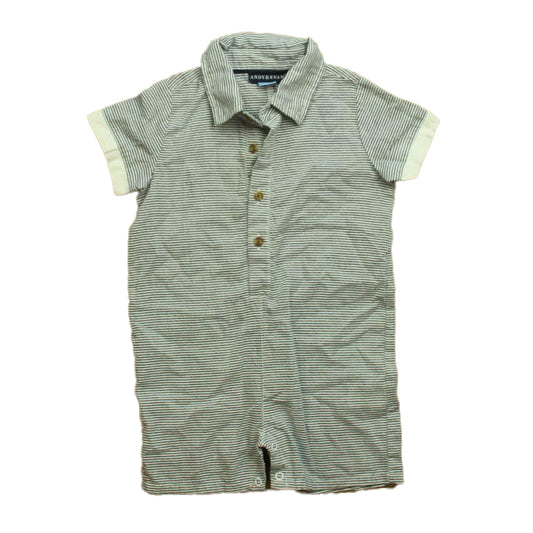 Andy & Evan Boys Blue Stripe Romper Size: 12-18 Months Blue Stripe
