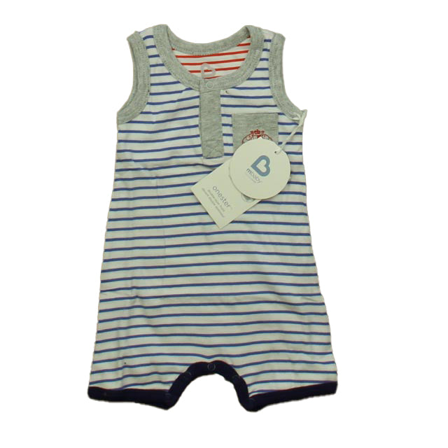 Mbaby Boys Blue Stripe Romper Size: 1 Months