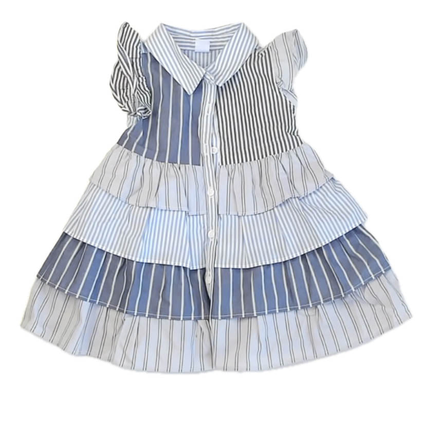 Gap Girls Blue Stripe Dress Size: 18-24 Months Blue Stripe
