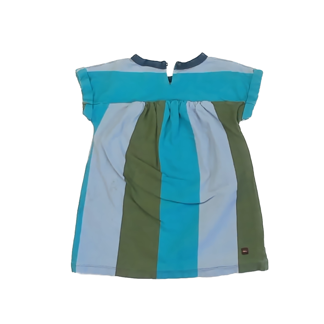 Tea Collection Girls Blue | Striped Short Sleeve Dress Size: 18-24 Months Blue | Striped Short Sleeve