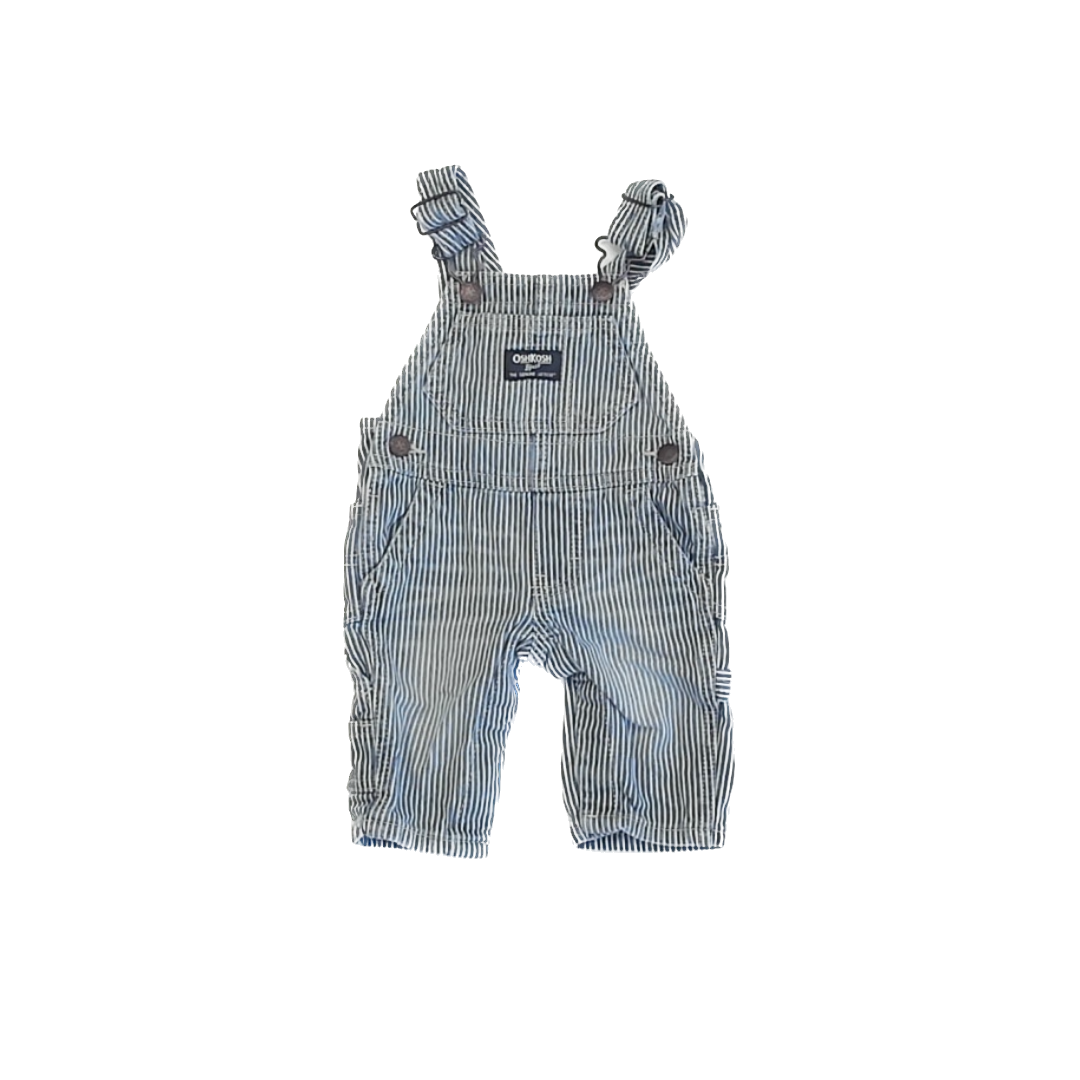 Osh Kosh Boys Blue Striped Overalls Size: 3 Months Blue Striped