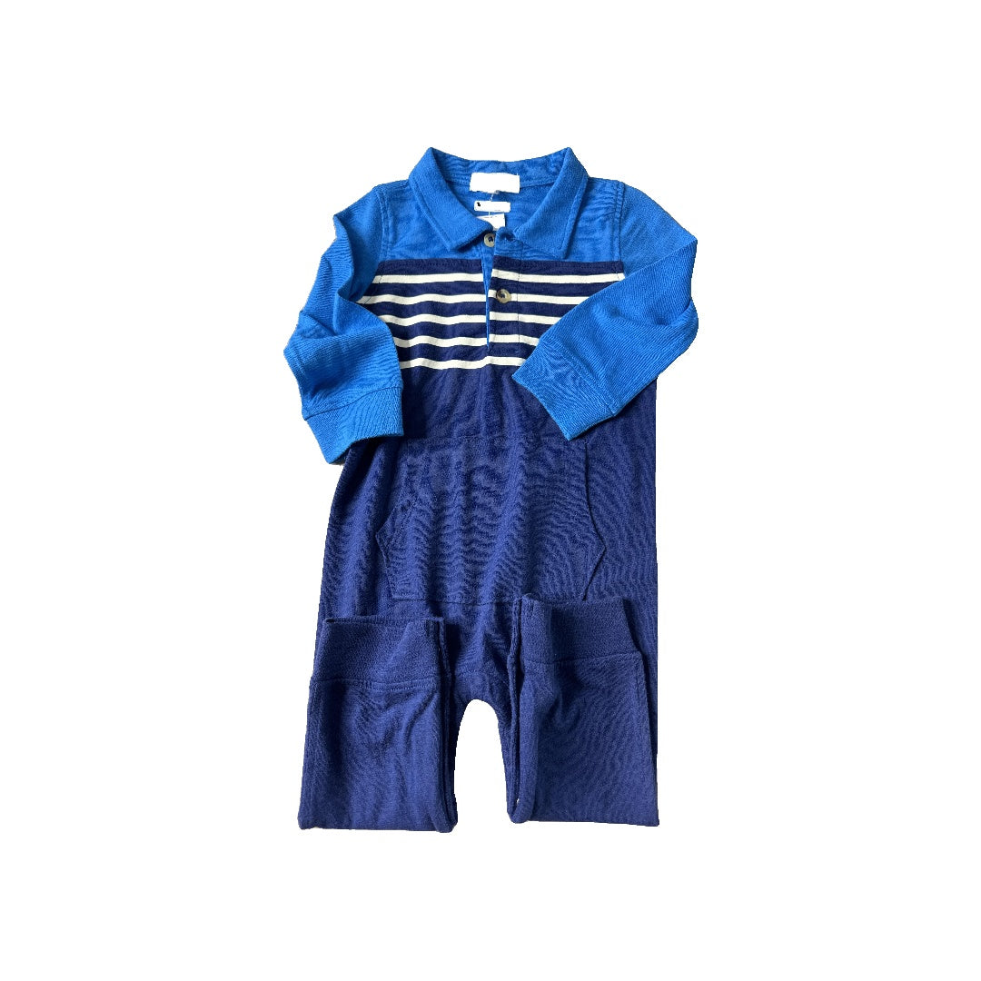 Rockets of Awesome Boys Blue | Striped Long Sleeve Outfit Size: 12-18 months Blue | Striped
