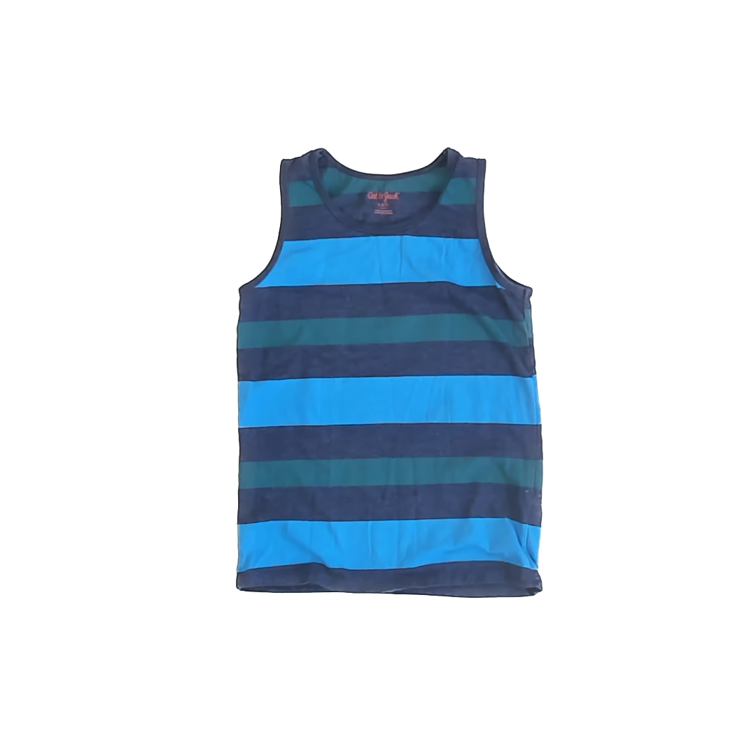 Cat & Jack Boys Blue Striped Tank Top Size: 6-7 Years Blue Striped