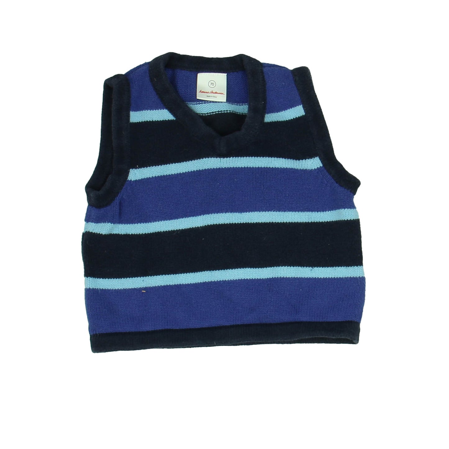 Hanna Andersson Boys Blue | Stripes Sweater Vest Size: 6-12 Months (70) Blue | Stripes