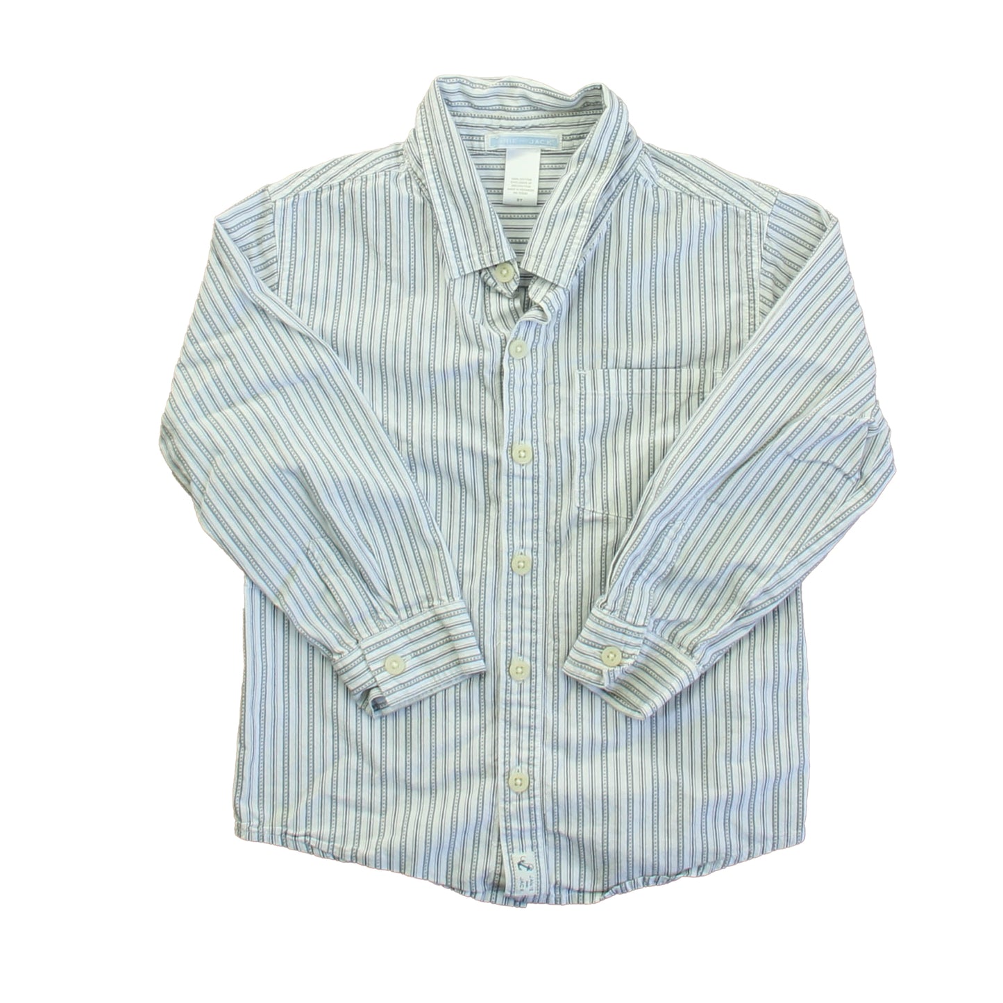 Janie and Jack Boys Blue Stripes Button Down Long Sleeve Size: 5T