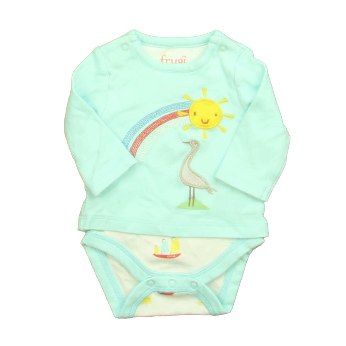 Frugi Boys Blue Sunshine Long Sleeve Shirt Size: Newborn Blue Sunshine