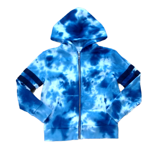 Rockets Of Awesome Girls Blue Tie-Dye | Zip-Up Sweater Size: 7 Years Blue Tie-Dye | Zip-Up
