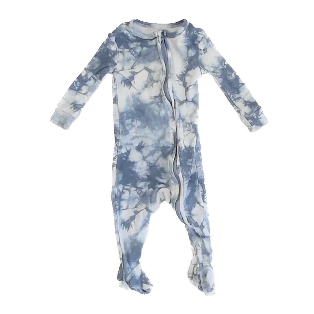 Little Co. Boys Blue Tie Dye 1-piece footed Pajamas Size: 6 Months Blue Tie Dye