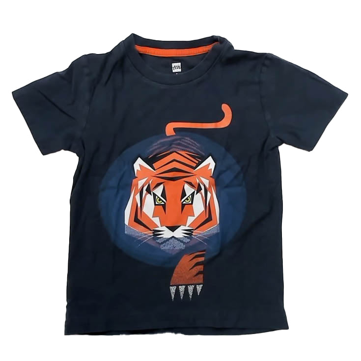 Tea Collection Boys Blue Tiger T-Shirt Size: 5T Blue Tiger