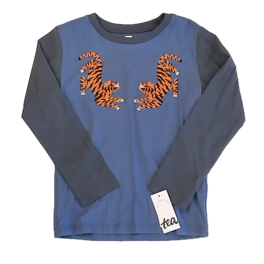 Tea Collection Boys Blue Tiger Long Sleeve T-Shirt Size: 5T Blue Tiger