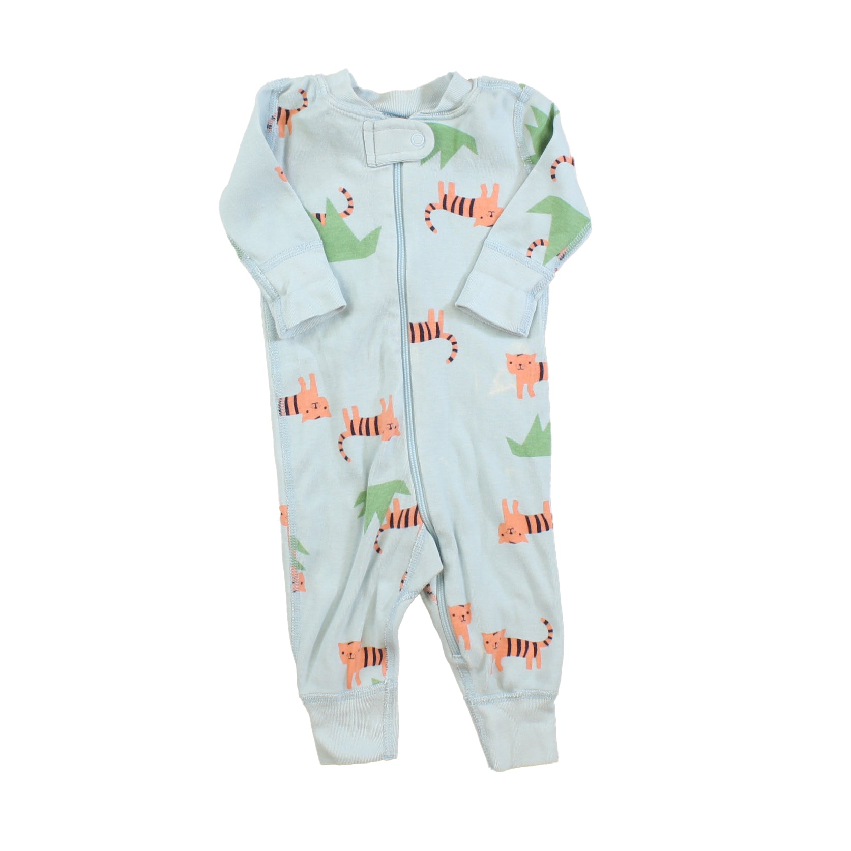 Hanna Andersson Boys Blue | Tigers 1-piece footed Pajamas Size: 0-3 Months Blue | Tigers