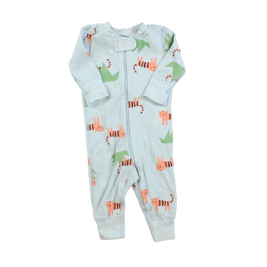 Hanna Andersson Boys Blue | Tigers 1-piece footed Pajamas Size: 0-3 Months Blue | Tigers