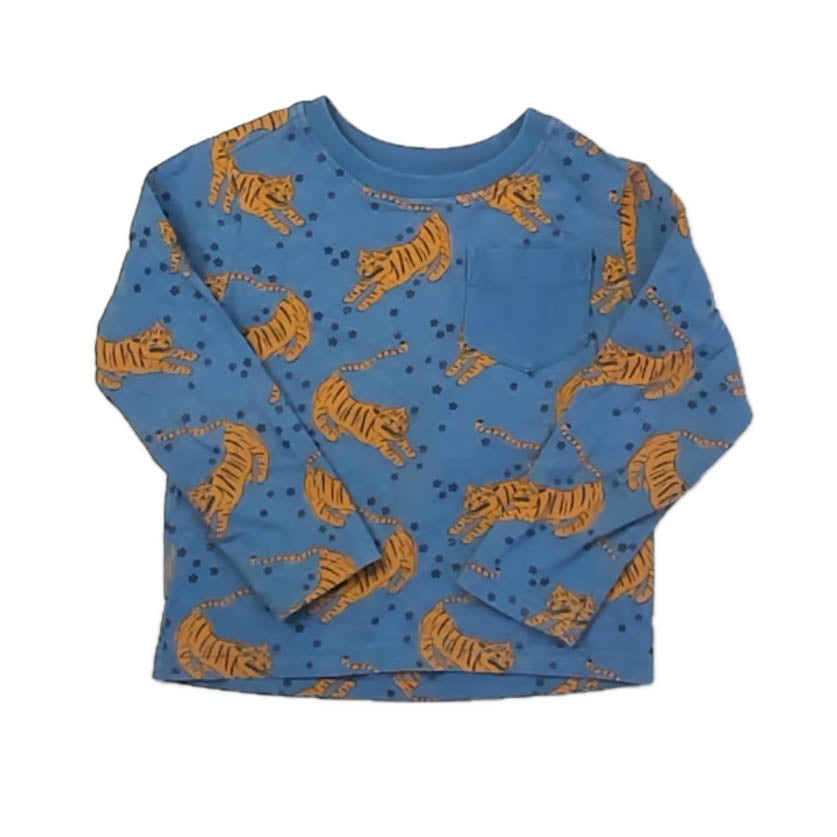 Tea Collection Boys Blue Tigers Long Sleeve T-Shirt Size: 3T Blue Tigers