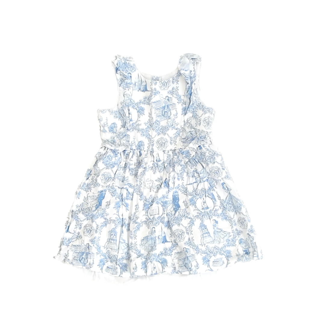 Disney Girls Blue Toile Dress Size: 5T Blue Toile