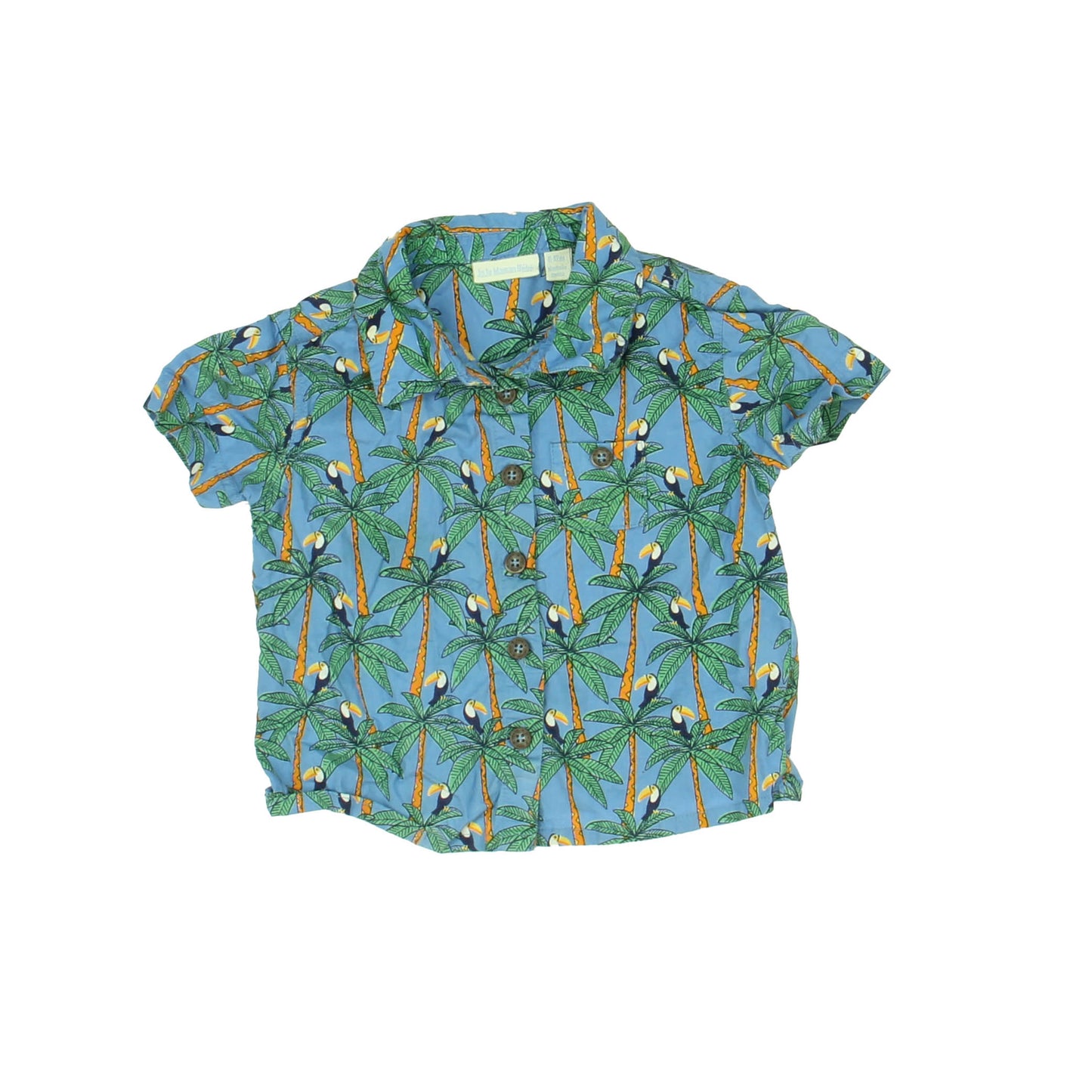JoJo Maman Bebe Boys Blue Toucans Short Sleeve Shirt Size: 6-12 Months Blue Toucans