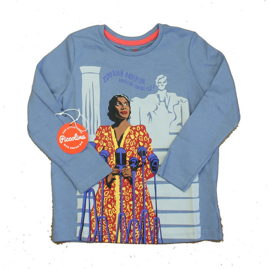 Piccolina Girls Blue Trailblazer | Marian Anderson Long Sleeve T-Shirt Size: 2-5T