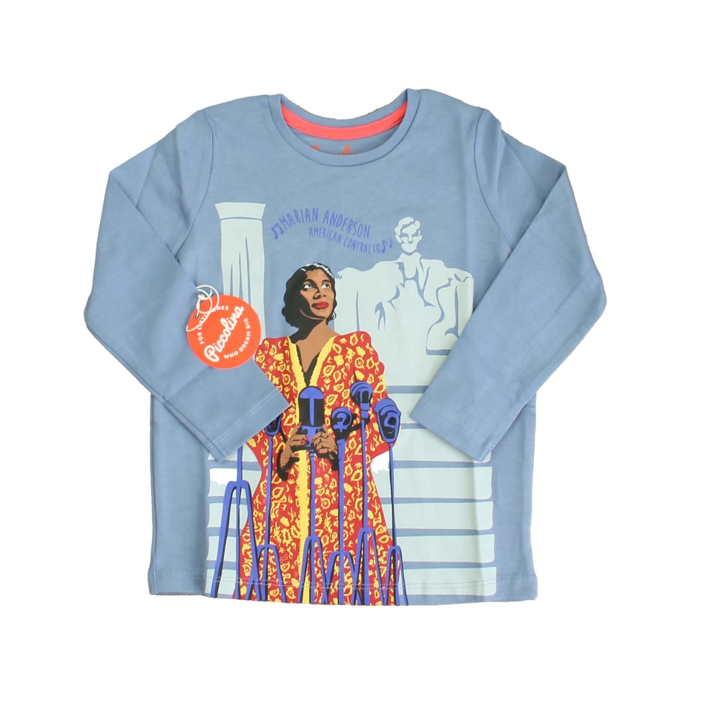 Piccolina Girls Blue Trailblazer | Marian Anderson Long Sleeve T-Shirt Size: 6-14 Years