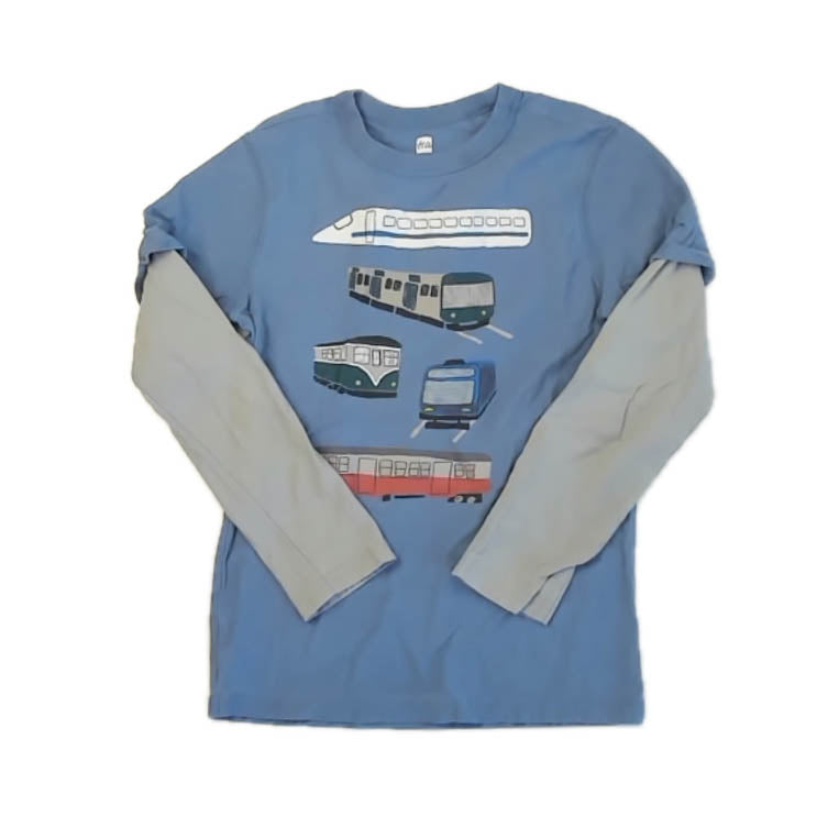 Tea Collection Boys Blue Trains Long Sleeve T-Shirt Size: 10 Years Blue Trains