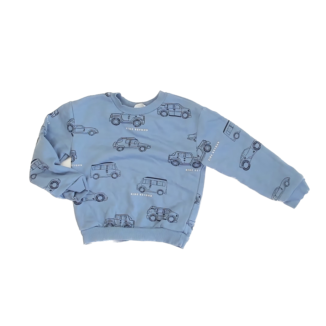 H&M Boys Blue | Trucks Sweatshirt Size: 5-6 Years Blue | Trucks