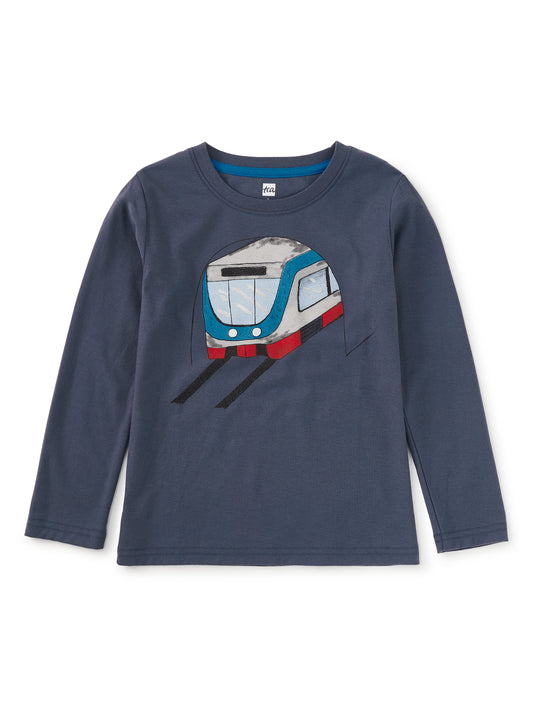 Tea Collection Boys Blue Tunnel Train Long Sleeve T-Shirt Size: 5T Blue Tunnel Train