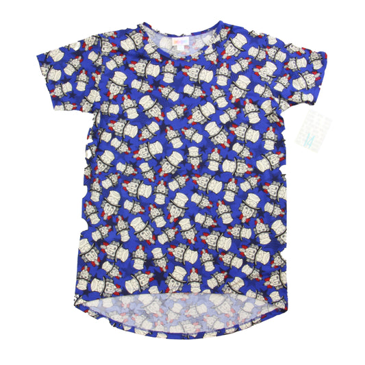 Lula roe Girls Blue Uncle Sam Short Sleeve Shirt Size: 14 Years Blue Uncle Sam