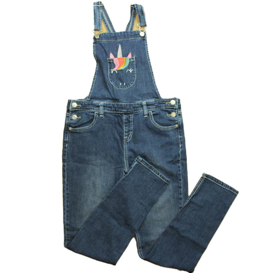 Cat & Jack Girls Blue Unicorn Overalls Size: 14-16 Years