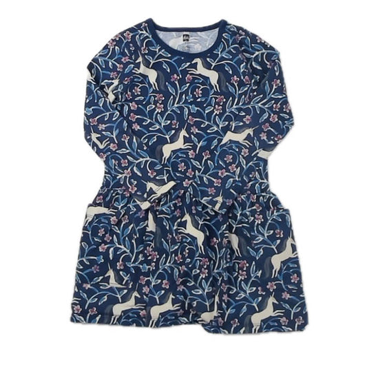 Tea Collection Girls Blue Unicorns Dress Size: 5T Blue Unicorns