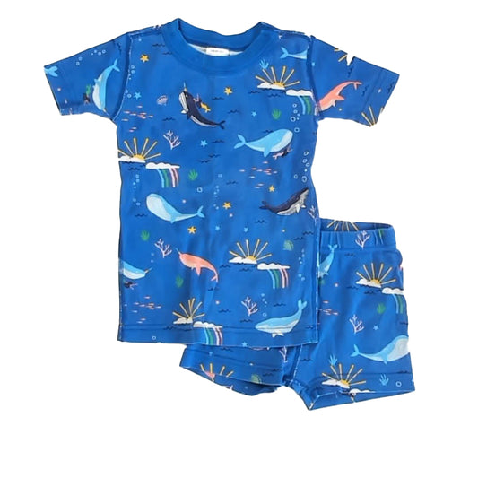 Hanna Andersson Boys Blue Whales 2-piece Pajamas Size: 4T Blue Whales