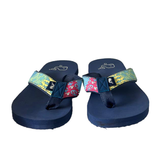 Vineyard Vines Boys Blue Whales Flip Flops Size: 12 Toddler