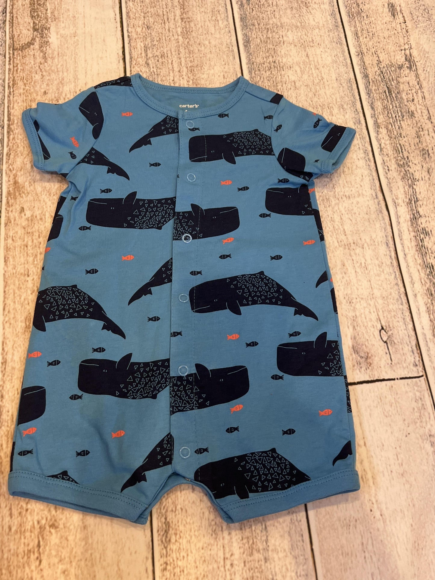 Carters Boys Blue | whales Romper Size: 6 months Blue | whales