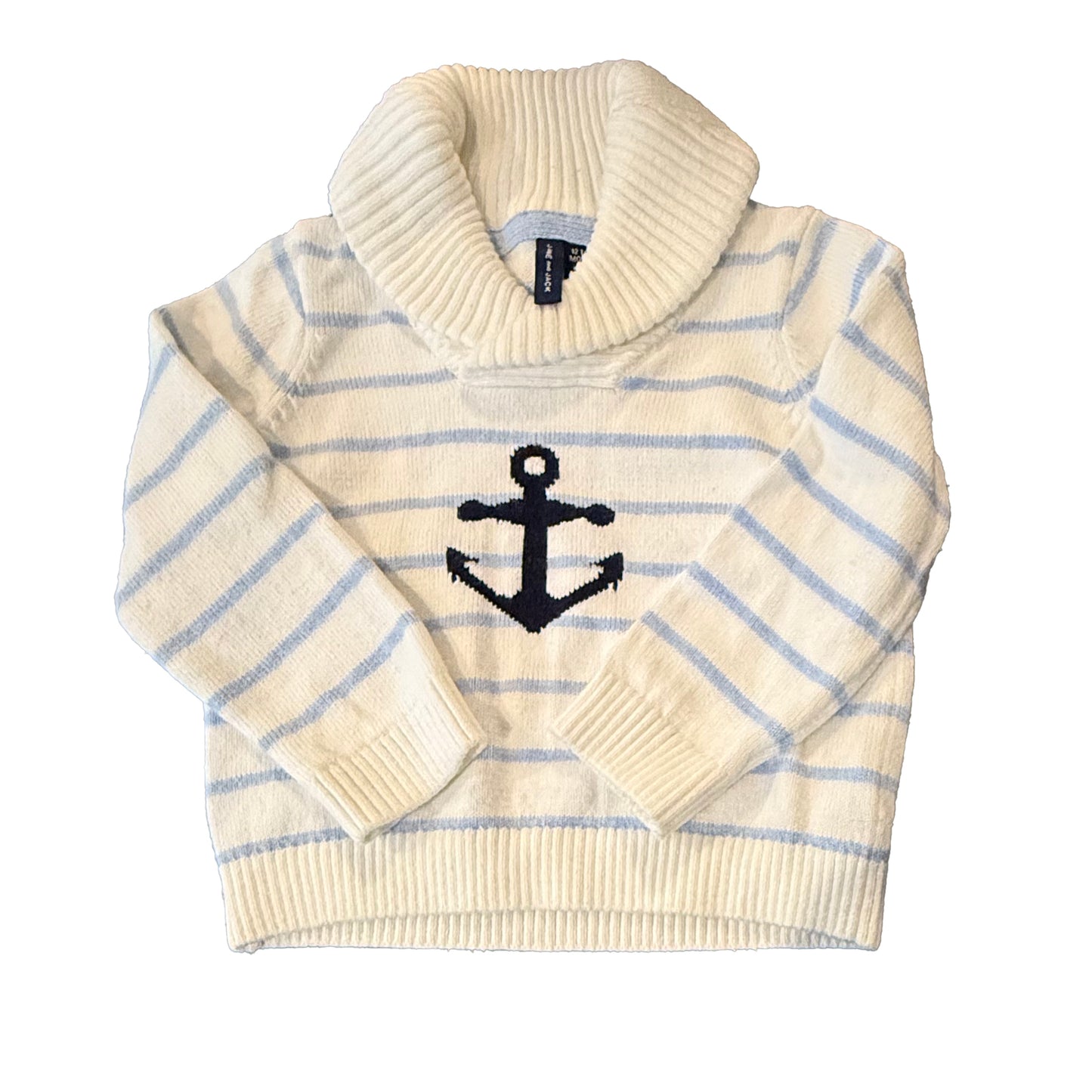 Janie & Jack Boys Blue | White Anchor Sweater Size: 12-18 Months Blue | White Anchor