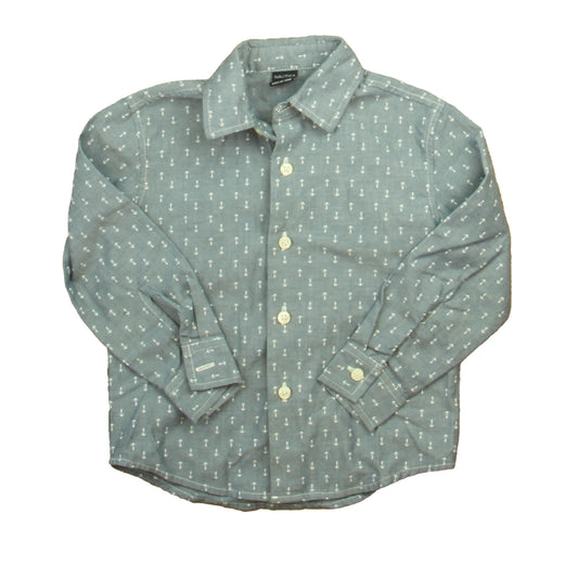 Nautica Boys Blue | White Anchors Button Down Long Sleeve Size: 3T Blue | White Anchors